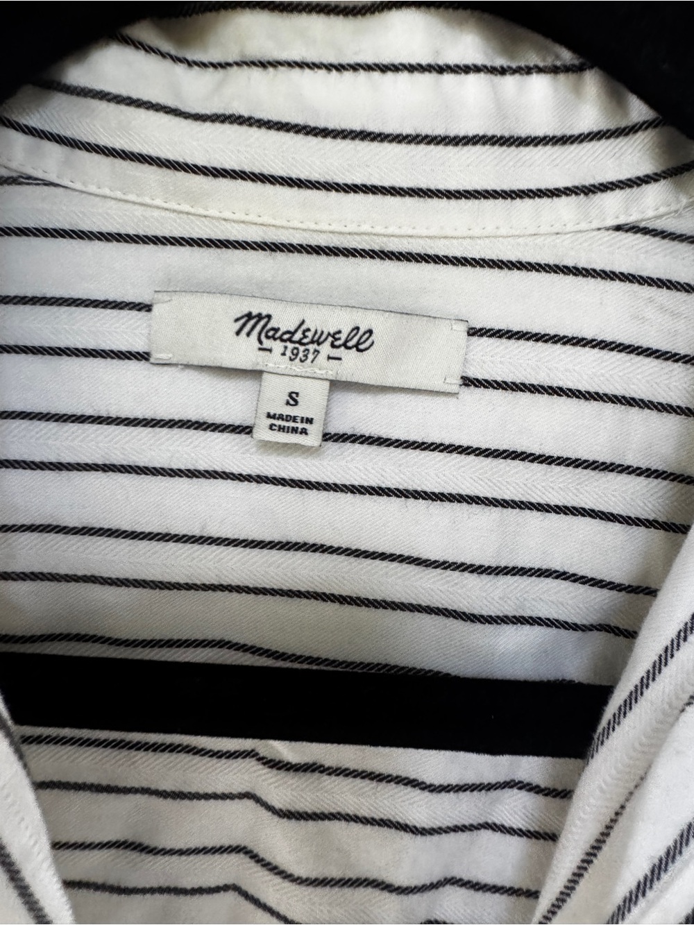 Madewell Shirt Women’s S White Black Stripe Oversized Button Front Short Sl - Picture 3 of 4